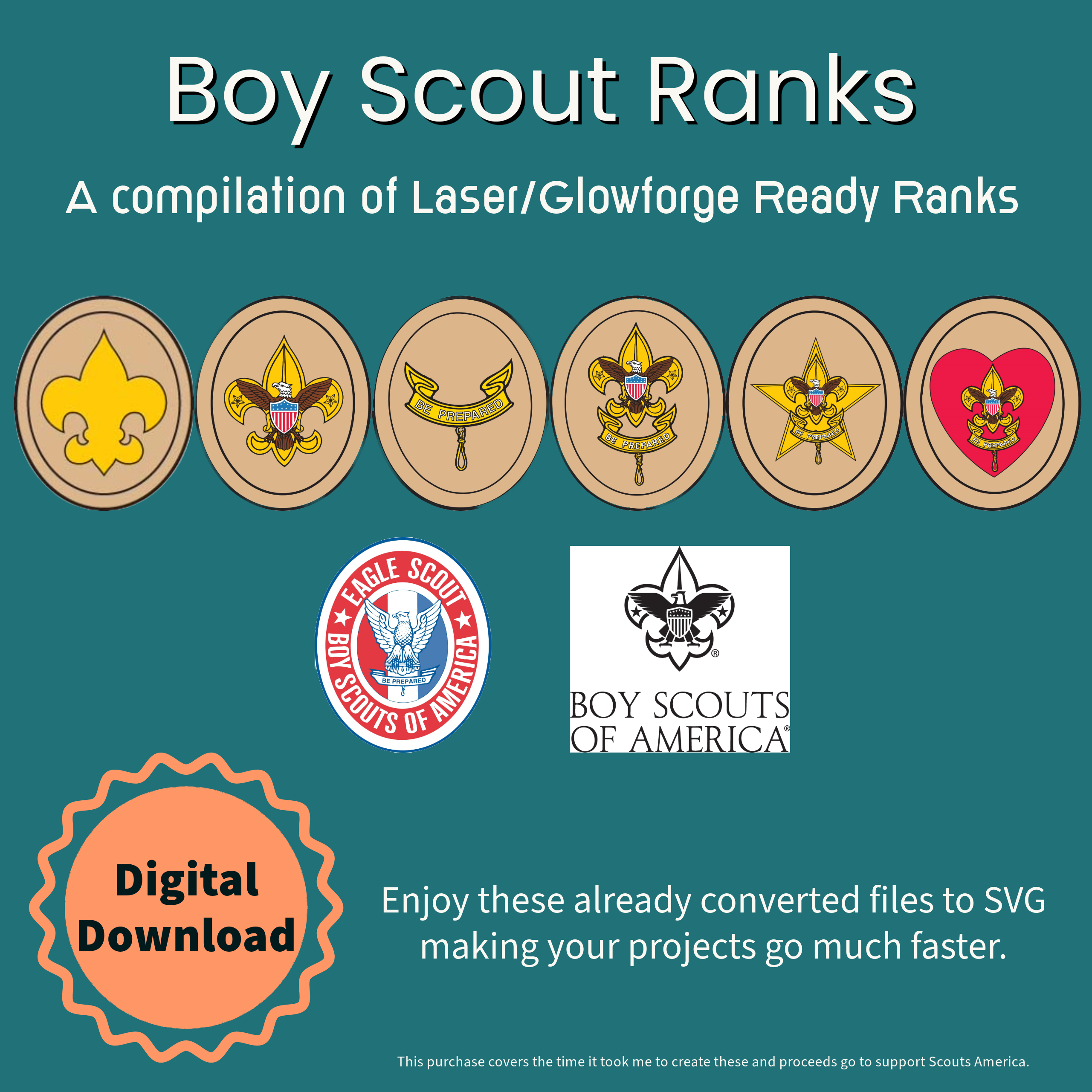Boy Scout Ranks (Digital File) – Spark & Bloom Custom Designs
