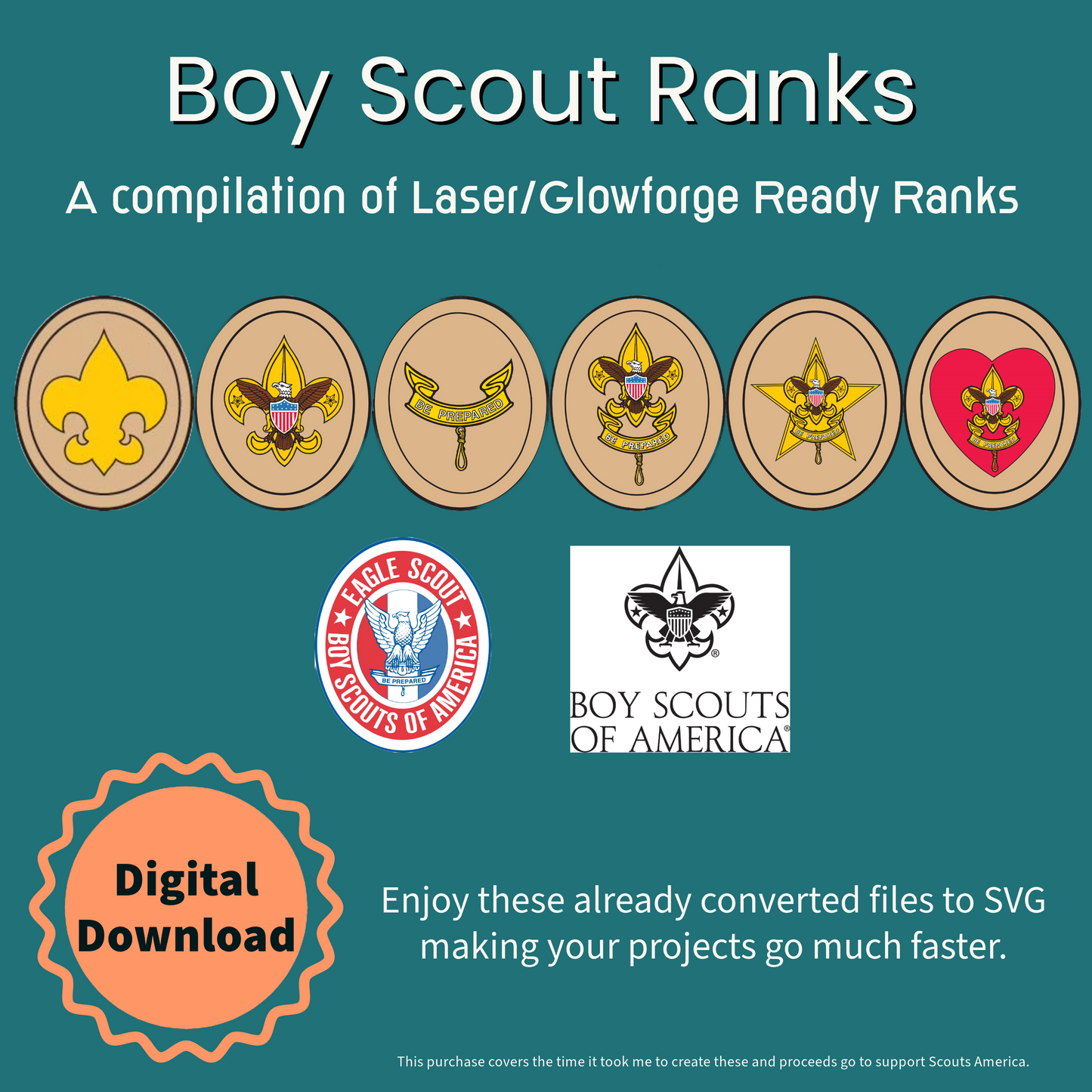 Boy Scout Rank SVG digital Eagle Scout 