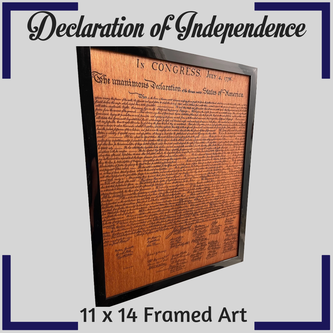 Engraved Wooden Declaration of Independence - 11 x 14 Framed Historical Document Art